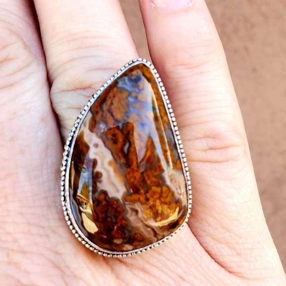 New Seam Agate 925 Silver Ring. - Picture 4 of 8